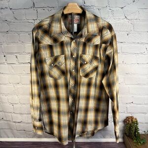 VTG Wrangler Shirt Men Lg Pearl Snap American Cowboys Choose Wrangler Plaid